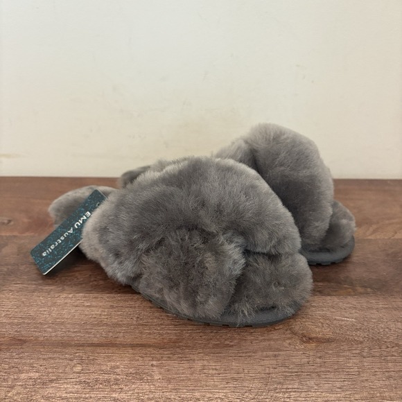 EMU Australia x Free People Mayberry Teddy Cozy Slippers Gray 4 Women 3 Kids NWT - Picture 9 of 15